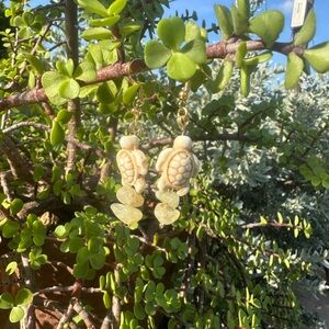 Turtle Dangle Earrings with Yellow Beads